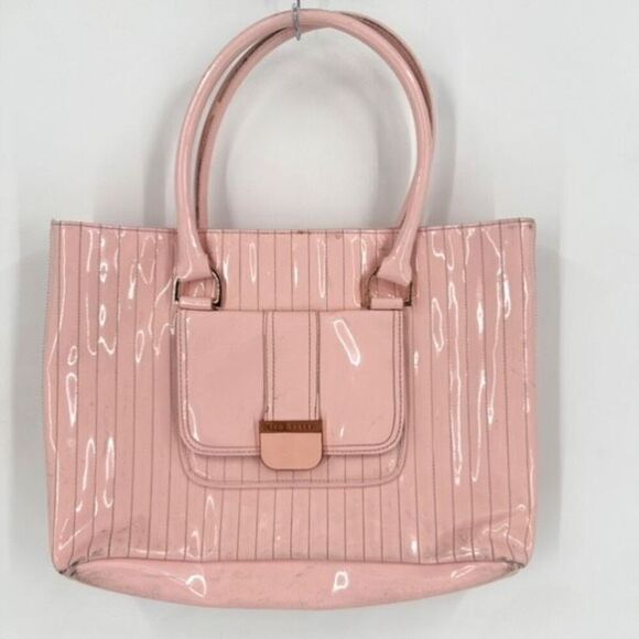 Ted Baker London Women's Patent Leather Quilted Tote Handbag Pink Size Large - Picture 1 of 16
